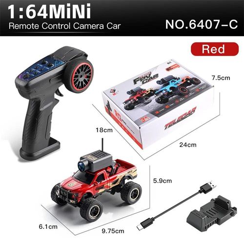 Mini FPV RC Auto - Modell 6407-C 1:64 4WD 2.4G - WLAN Kamera - App Steuerung und VR - Gyro Stabilisierung - RTR - Rot