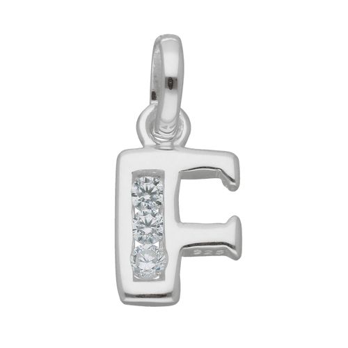 Namenskette ADELIA´S "Halskette - Namenskette mit Buchstabenanhänger F mit Zirkonia", silber, Halsketten, Damen, Silber 925 (Sterlingsilber), Schmuckset mit bis 45 cm stufenlos verstellbarer 925 Silber Halskette