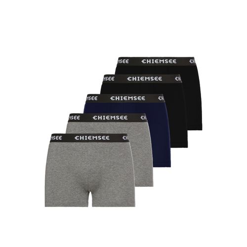 Boxershorts CHIEMSEE, Herren, Gr. XXL, 5 Stk., bunt (grau, schwarz, marine), Single Jersey, Graumeliert (Obermaterial): 71% Baumwolle, 24% Viskose, 5% Elasthan. Obermaterial: 95% Baumwolle, 5% Elasthan, unifarben, Unterhosen, 5er-Packung, mit Baumwollzwickel, aus Baumwollmischung