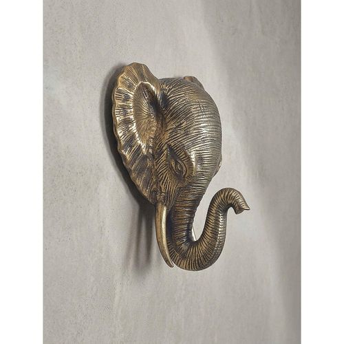 Wanddeko Elefant Aluminium goldfarben 41 cm im afrikanischen Stil