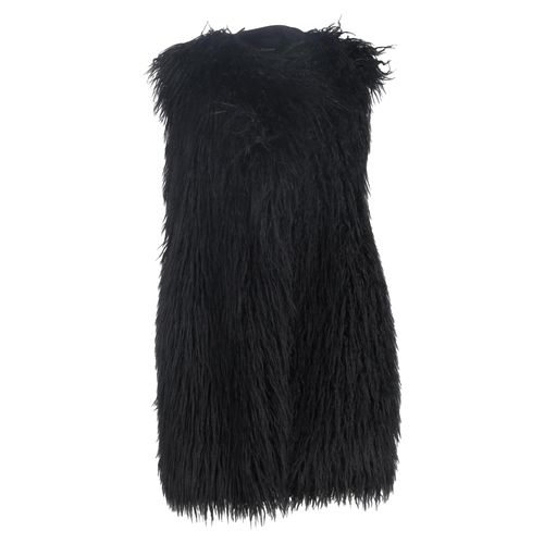 Theory Nyma Shaggy Lange Vest in Zwarte Nepleren Faux Fur