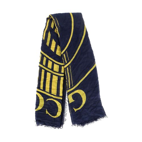 Gucci Logo Schijf Sjaal in Navy Blauw Katoenzijde