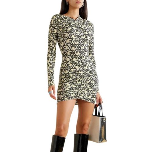 Off White Dames/Dames Mini Jurk met Alles-Over Print (Wit/zwart afdrukken)