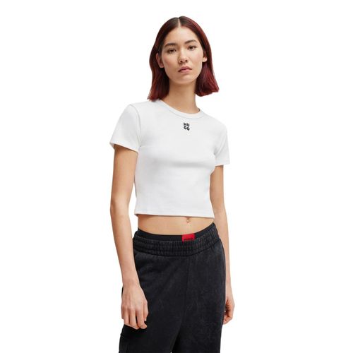 Hugo Dames/Dames Logo Katoenen Gewaad T-shirt (Wit)