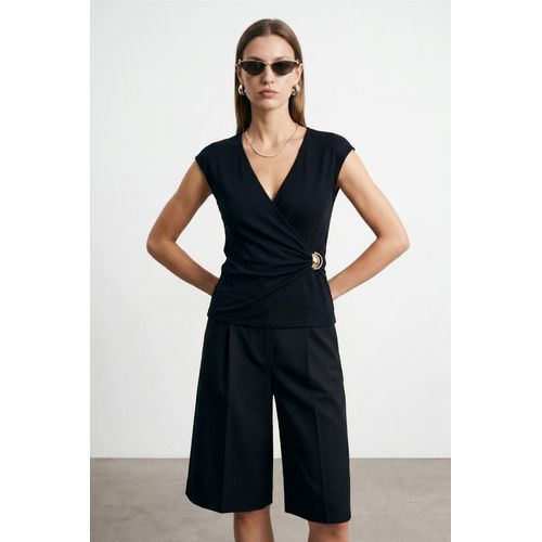 Damen Slim Fit Wickelbluse