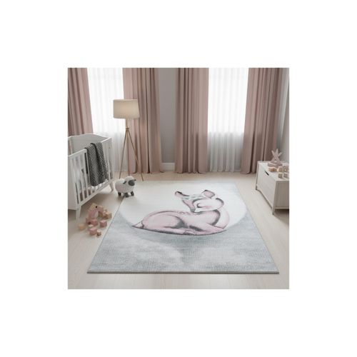 Spielteppich COGNE in Rosa, mit Reh-Motiv, 120 x 170 cm