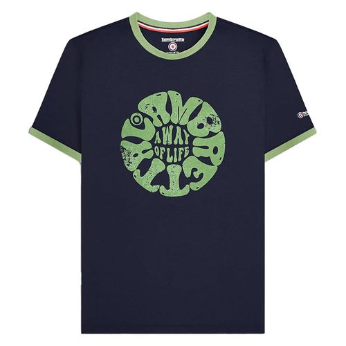 Lambretta Heren SS24 Ringer Festival T-Shirt (Marine)
