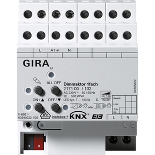 GIRA 217100 Universal-Dimmaktor 1-fach KNX/EIB REG 500W