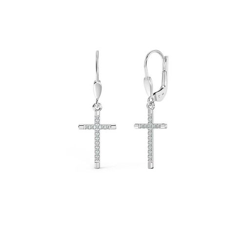 Vrouwen Sprankelende Kruzifixe Oorbellen in 925 Sterling Zilver met Cubic Zirkonia BIPE054