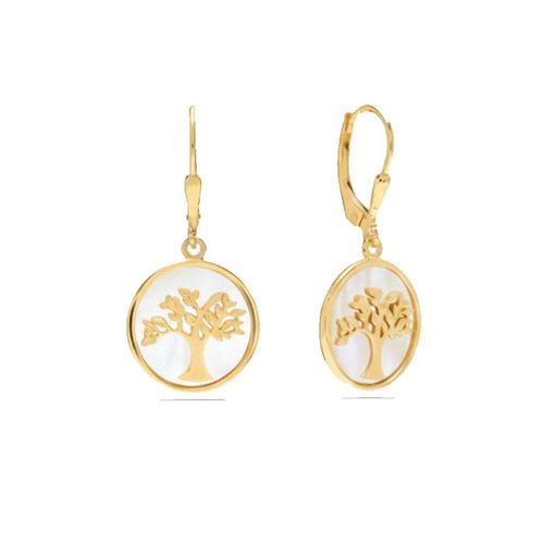 Vrouwen Boom des Levens Oorbellen in 925 Sterling Zilver met Goudplating BIPE074