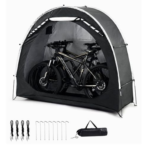 Fahrradunterstand für 2 Fahrräder, wetterfestes Fahrradzelt aus 210D Oxford, Outdoor Garage für Fahrräder, Motorräder und Gartengeräte, Schwarz, 200x100x165CM