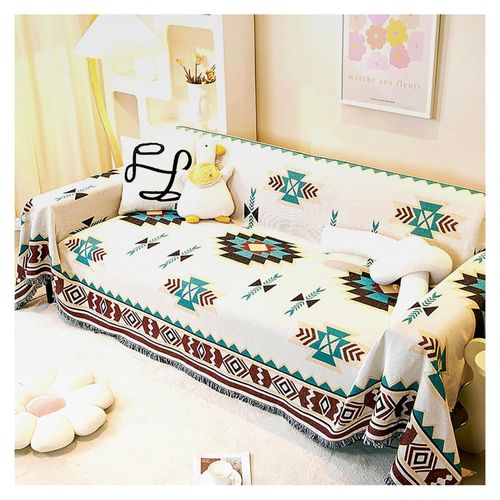 Azteken-Navajo-Sofaüberwurf, große Decke für 2- und 3-Sitzer-Sofas, 100 % handgewebte Baumwolle, ethnisch, im Bohemian-Stil, Überwurf für Couch, Sofa und Bett, 180 x 300 cm