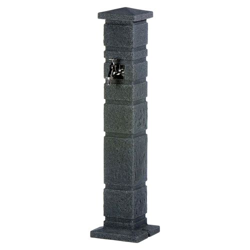 Wasserzapfstelle anthrazit - Wasserentnahmestelle Romana black granit aus hochwertigem Kunststoff mit Wasserhahn