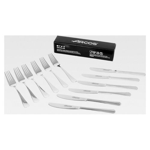 Dessertbesteck-Serie Madrid - 12-teilig in Geschenkbox (6 Messer + 6 Gabeln) - Monoblock aus Edelstahl - Silber