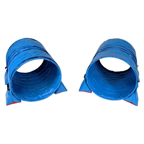 Agility Tunnel Set „Profi“ – Tunnelset (2 Stück) für Hoopers Hundesport (inkl. 4 Tunnelsäcke) (80 cm Ø, 100 cm Länge, blau)