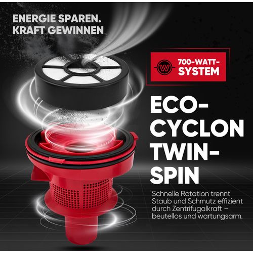 Clatronic® Staubsauger Beutellos | Beutelloser Staubsauger 700W | Bodenstaubsauger | Staubsauger inkl. Bürsten-/Fugendüse | BS 1308 rot