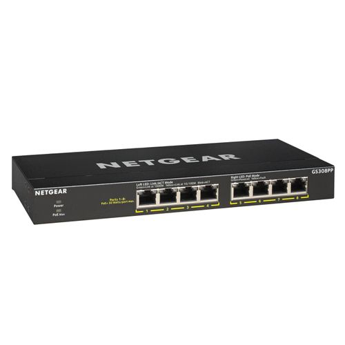 NETGEAR Netzwerk-Switch "GS308PP", schwarz, B:24,2cm H:8cm T:28,5cm, Netzwerk-Switches
