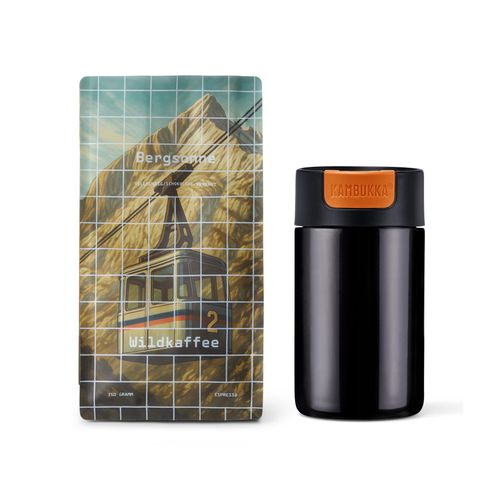 Kaffee-Geschenkset “Campingluft” – 1 x 350 g Espresso Ganze Bohne und Kambukka Becher