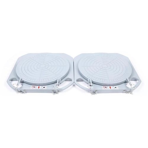 2er Set Radvermessungs-Drehteller - Turn Plates - 360° drehbar - Für Achs- und Spurvermessung - Vierachsvermessung - Für Kfz-Hebebühnen-Nut - Grau