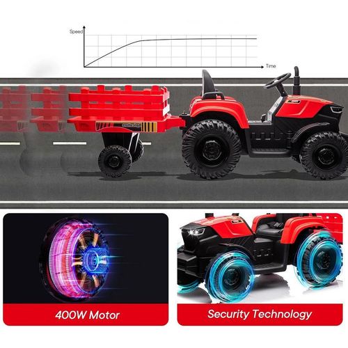 Traktor elektrisch für Kinder 24 Volt Modell mit 200W Motoren Kindertraktor in rot 10 km/h