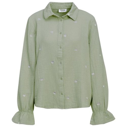 Damen Musselin-Bluse mit Herz-Stickerei