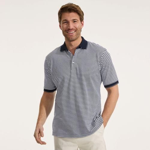 Supima Kurzarm-Polo für Herren, Classic Fit, Herren, size: regular, Blau, Baumwolle, by Lands' End