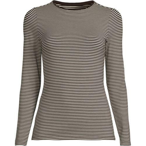 Shirt aus Baumwolle/Modal-Mix mit Rundausschnitt für Damen, Damen, size: regular, Braun, Elasthan/Baumwolle Modal, by Lands' End