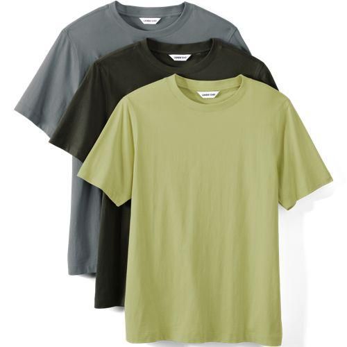 Kurzärmelige Rundhalsshirts im 3er-Set für Herren, Herren, size: regular, Multi, Baumwolle, by Lands' End