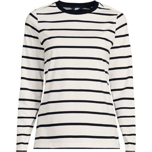 Langärmeliges Supima-Shirt mit Rundausschnitt für Damen, Damen, size: regular, Schwarz, by Lands' End