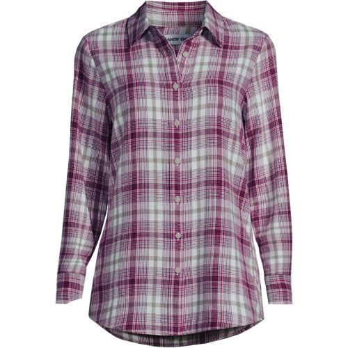 Boyfriend-Bluse aus Flanell, Damen, size: regular, Elfenbein, Baumwolle, by Lands' End
