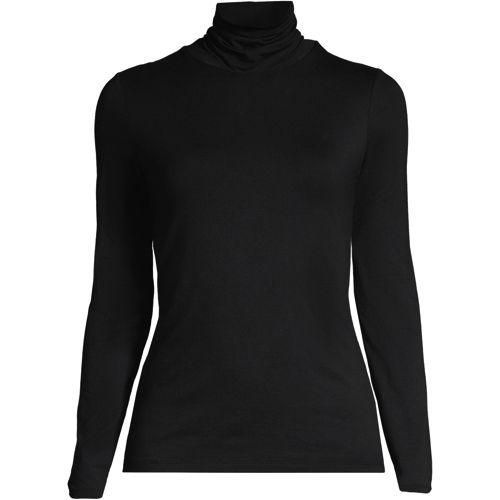 Rollkragenshirt aus Baumwoll/Modalmix in Plus-Größe, Damen, size: plus, Schwarz, Baumwolle/Elasthan/Baumwolle Modal, by Lands' End