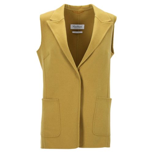 Max Mara Dubbelzijdig Vest in Gele Wol