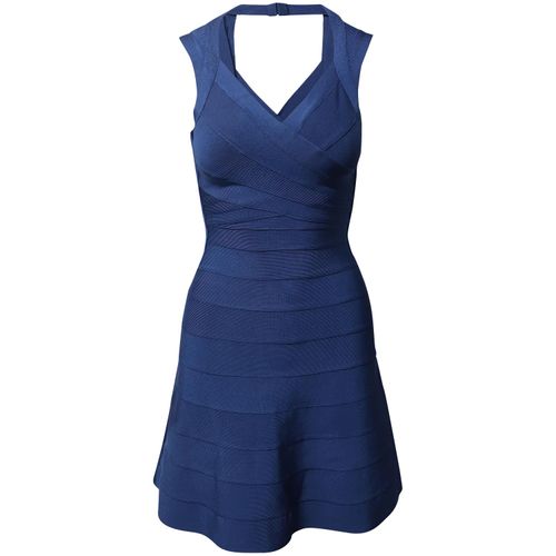 Herve Leger bandagejurk met uitlopende zoom in blauwe rayon