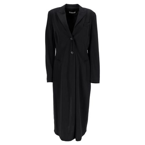 Jil Sander single-breasted midi-jas van zwarte wol