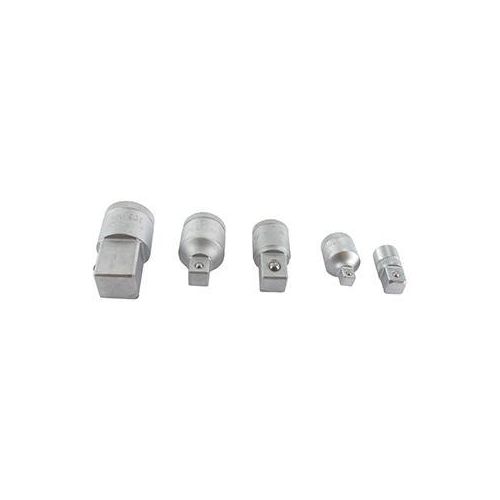 Spielset aus fünf Adaptern, bestehend aus zwei Reduzierungen 3/8-1/4 und 1/2-3/8 sowie drei Verlängerungen 1/4-3/8, 3/8-1/2 und 1/2-3/4.