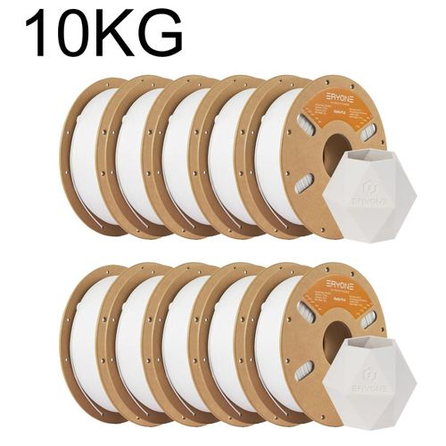 Mattes PLA Filament - 3D Drucker Filament 1,75 mm - FDM Druck - Verwicklungsfreie Spule - 10 kg Rolle - Weiß