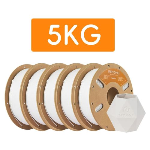 PLA Filament 1,75 mm - Mattes 3D-Drucker Filament - 5 kg Spule - Für FDM 3D-Drucker - Verwicklungsfrei - Weiß