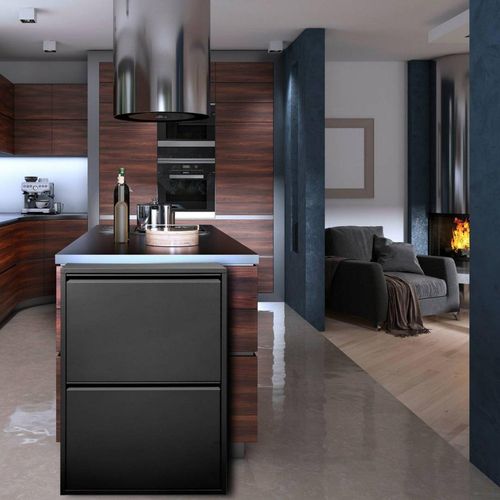 Dmora Abfalleimer Achros 60x25x92,5h cm Schwarz 4 Fächer