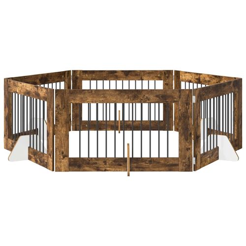Hundetor mit Ständern 6 pcs Geräucherte Eiche 100 x 60 cm