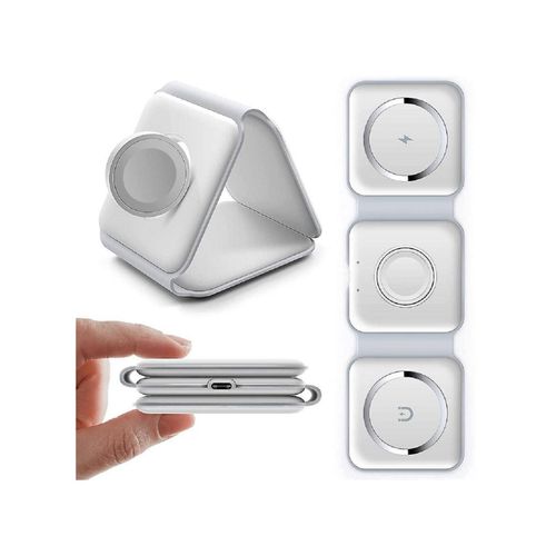 Kabelloses Ladegerät 15W für Smartphone, Apple Watch, AirPods P14 Weiß