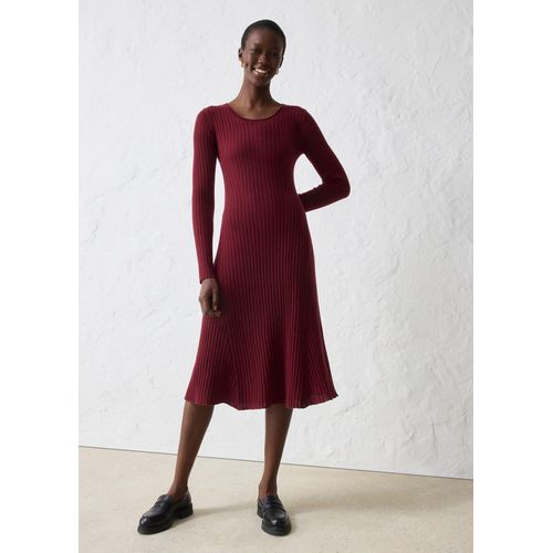 bonprix Strickkleid aus Merinowolle, rot, Gr.48/50 (XL), weiches Ripp-Strickkleid aus Merinowolle, aus Merino