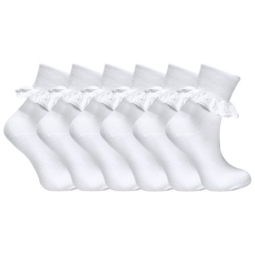 Set van 6 katoenen babysokken met stroken kant voor meisjes - Roze