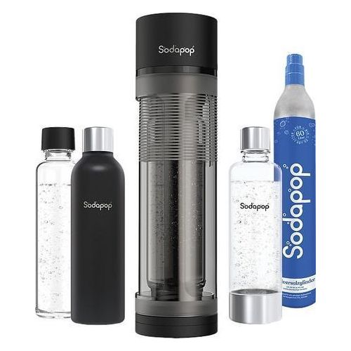 SODAPOP Wassersprudler Logan mit Glasflasche, PET Flasche, Edelstahlflasche & CO2-Zylinder