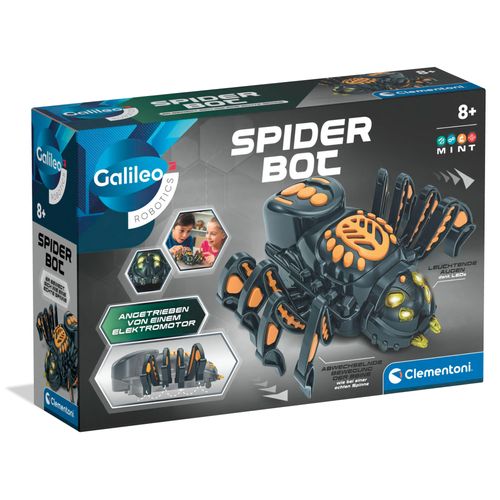 Robotertier CLEMENTONI "Galileo Robotics, SPIDER Bot", schwarz (bunt), Roboter, Kinder, Kunststoff, mit Licht