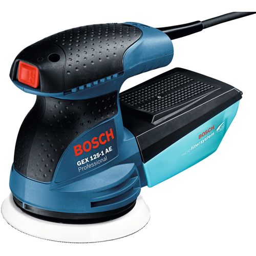 Exzenterschleifer BOSCH PROFESSIONAL "GEX 125-1 AE", blau (blau, schwarz), B:12cm H:15cm L:22cm, Schleifmaschinen