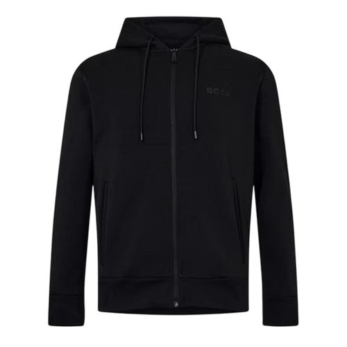 Boss Heren Saggy Tape X-hoodie met doorlopende ritssluiting (Zwart)