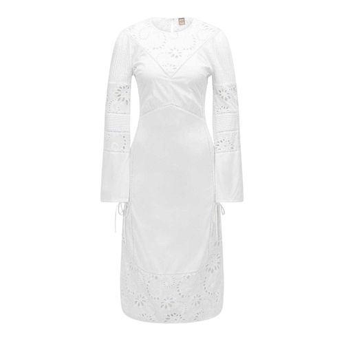 Boss Dames/Dames Broderie Katoenen Midi Dress (Wit)