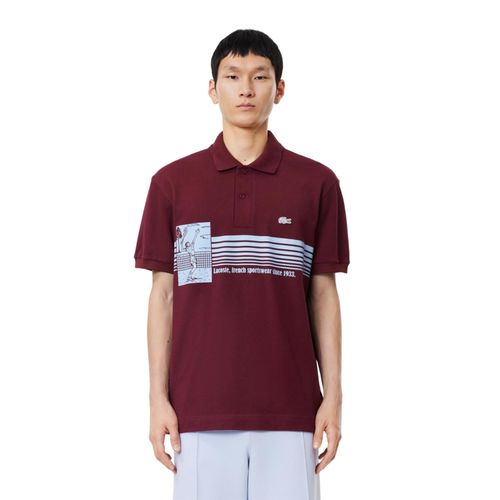 Lacoste Klassiek poloshirt voor heren van biologisch katoen, vervaardigd in Frankrijk (Rood)