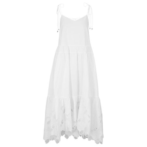 Boss Dames/Dames Broderie Maxi Dress (Witte afdrukken)