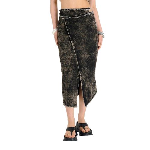 The Ragged Priest Rune Denim maxi-rok met relaxte pasvorm voor dames (Bruin)